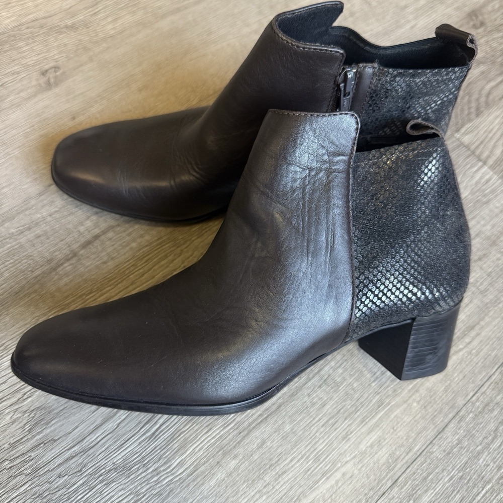 Munro Alix Women's Pull-on Boots, Chocolate Leather/Snake Print 9M‎ Comfort
